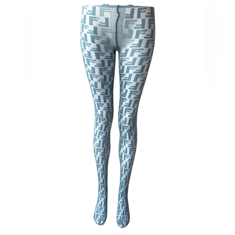 Fendi Light Blue Monogram Tights
